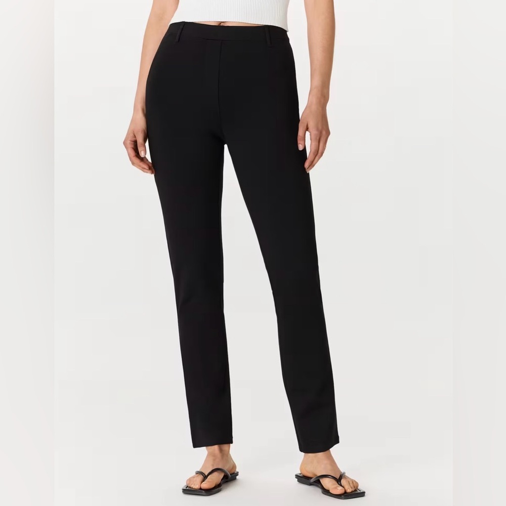 Quince Black Ultra-Stretch Ponte Straight Leg Pants Office Business Casual Sz XL
